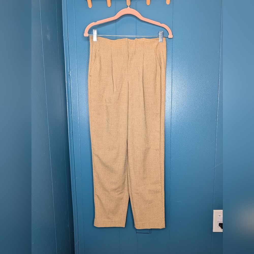Tan High-Waisted Trousers